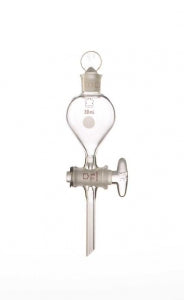 DWK Kimble KONTES Squibb Separatory Funnel w/Glass - KONTES Squibb Separatory Funnel without Stopper, Glass Stopcock, 1000mL - 636010-1000