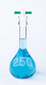 Dwk Life Sciences Kimble Kimble Heavy-Duty Wide Mouth Volumetric Flasks w/PTFE Stoppers - KIMAX Heavy-Duty Clear Glass Wide-Mouth Volumetric Class A Flask with PTFE Stopper, 5mL - 92812F-5