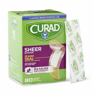 Medline CURAD Sheer Adhesive Bandages - CURAD Sheer Adhesive Bandage, 3/4" x 3", 80/Box - CUR02279RB