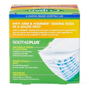 Medline CURAD SoothePlus Gauze Pads with ARM & HAMMER Baking Soda - CURAD SoothePlus 2" x 2" Gauze Pad, 25/Box - CUR202225AH