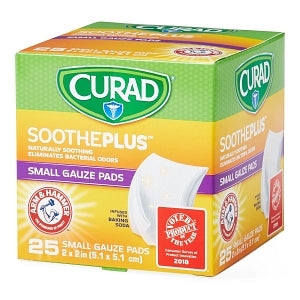 Medline CURAD SoothePlus Gauze Pads with ARM & HAMMER Baking Soda - CURAD SoothePlus 2" x 2" Gauze Pad, 25/Box - CUR202225AH