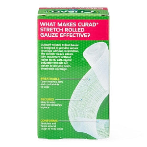 Medline CURAD 100% Cotton Bandage Roll - CURAD Stretch Rolled Gauze, 3" x 4.1 yd. - CUR47143RB