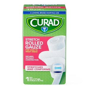 Medline CURAD 100% Cotton Bandage Roll - CURAD Stretch Rolled Gauze, 3" x 4.1 yd. - CUR47143RB