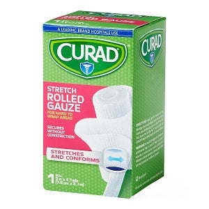 Medline CURAD 100% Cotton Bandage Roll - CURAD Stretch Rolled Gauze, 3" x 4.1 yd. - CUR47143RB