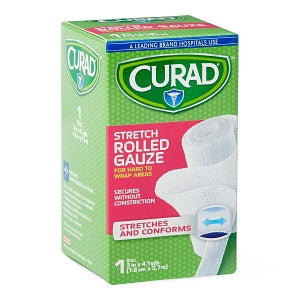 Medline CURAD 100% Cotton Bandage Roll - CURAD Stretch Rolled Gauze, 3" x 4.1 yd. - CUR47143RB