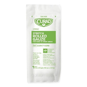 Medline CURAD 100% Cotton Bandage Roll - CURAD Stretch Rolled Gauze, 3" x 4.1 yd. - CUR47143RB