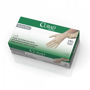 Medline CURAD Stretch Vinyl Exam Gloves - CURAD Powder-Free Stretch Vinyl Exam Gloves, Size M - CUR9225