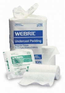 Cardinal Health Webril 100% Cotton Undercast Padding - Webril 100% Cotton Undercast Padding, Sterile, 2" x 4 yd. - D4-225