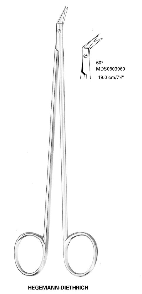 Medline Hegemann-Diethrich Scissors - 6-1/4" (15.9 cm) Long 60˚ Angle Hegemann-Diethrich Scissors - MDS0802860