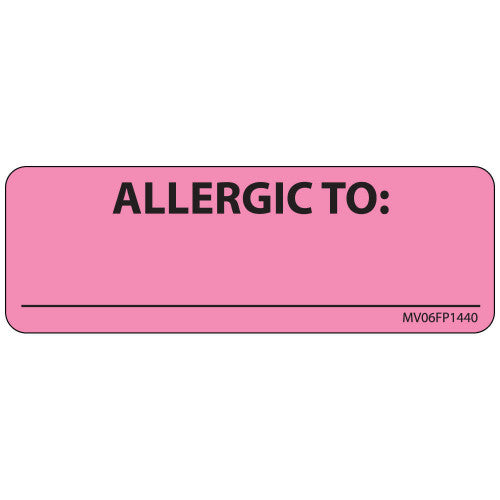 Brady Worldwide Allergy Labels - Allergy Label, Pink, 333/Roll - MV06FP1440