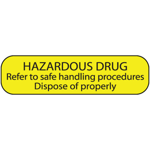 Brady Worldwide Permanent Labels - LABEL, "HAZARDOUS DRUG", 1-7/16X3/8, YELLOW - MV02SY3292