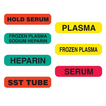 Chemistry Labels SERUM" - Red with black text - 1.625"W x 0.375"H