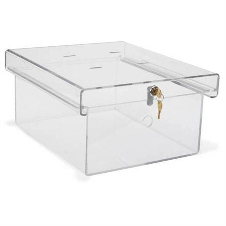 Single Lock Clear Refrigerator Lock Box Single Lock Clear Refrigerator Lock Box - OD: 14"W x 16"D x 8"H - ID: 11.5"W x 14.5"D x 6"H