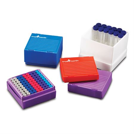 Corrugated Polypropylene Freezer Box Available in Blue, Natural, Purple or Red For 0.5mL Tubes - 81 place