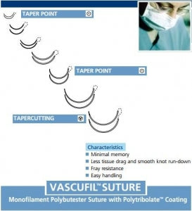 Medtronic Vascufil Sutures - Vascufil Suture, Blue, Size 6/0, 30", CV-1 Needle, Double Armed - 88864704-11V