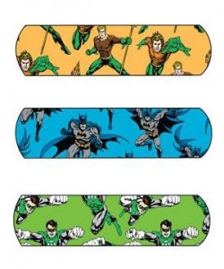 Derma Sciences Justice League Adhesive Bandages - Bandage, Aquaman, Batman, Green Lantern Design, 3/4" x 3" - 10791