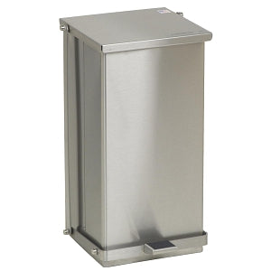 Detecto Stainless Steel Step-On Waste Cans - Step-On Stainless Steel Waste Can with 8 gal. Capacity, 21" H x 11.75" W x 13" D - C-32