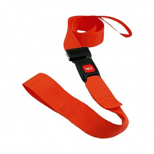 Dick Medical Supply Polypropylene Stretcher / Cot Straps - Polypropylene 2-Piece Stretcher / Cot Strap with Metal Pushbutton Buckle and Loop Ends, Red, 5' - 21152RD