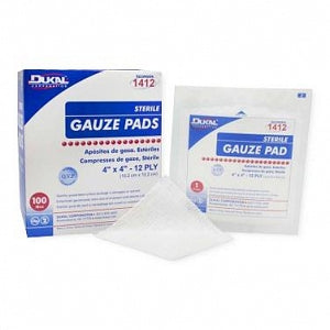 Dukal Corporation Gauze Pads - Gauze Pad, Sterile, 12-Ply, 4"' x 4" - 1412