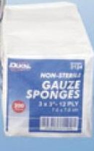 Dukal Corporation 100%-Woven Cotton Gauze Sponge - Nonsterile 3" x 3" 12-Ply Gauze Sponges - 3124