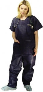 Dukal Corporation Disposable Scrub Shirts - Disposable Scrub Shirt, Dark Blue, Size S, 10/Bag - 375S