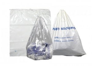 Dukal Corporation Patient Belongings Bags - 1.5 Mil Drawstring Patient Belongings Bag, White with Nature Design, 20" x 22" - DS600