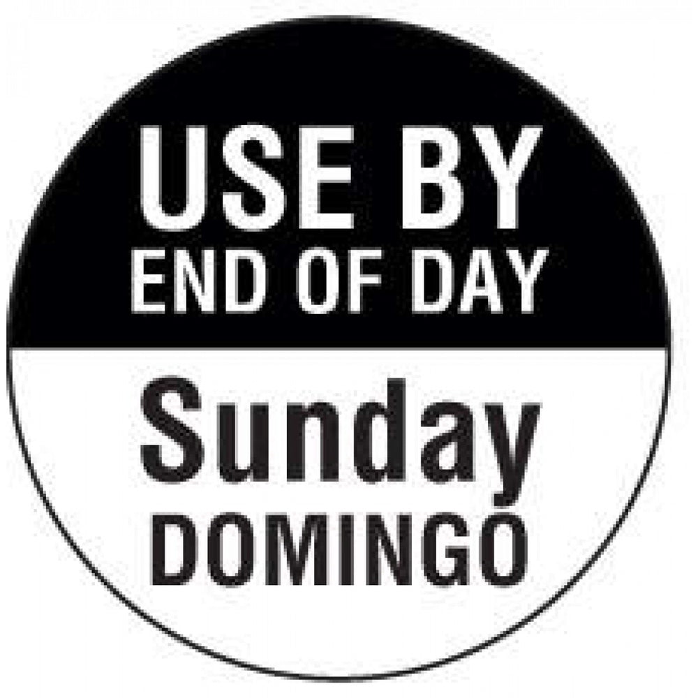 Label Paper Permanent Use By End Of Day Black 1000 Per Roll