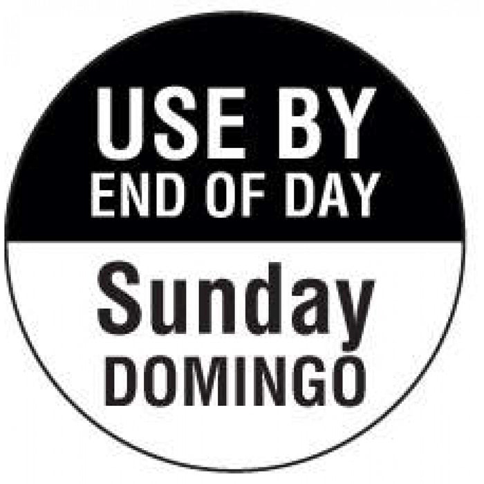 Label Paper Permanent Use By End Of Day Black 1000 Per Roll