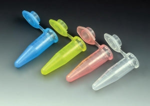 Globe Scientific Centrifuge Tube w/Attached Click-Seal Snap Cap - Microcentrifuge Tube with Cap, Polypropylene, Natural, 500 uL - 110550