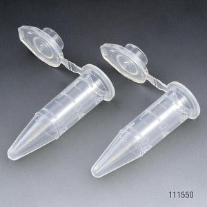 Globe Scientific Centrifuge Tube w/Attached Click-Seal Snap Cap - Microcentrifuge Tube with Cap, Polypropylene, Natural, 600 uL - 111550