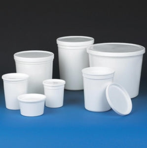 Globe Scientific Multipurpose HDPE Containers with Snap Lids - Multipurpose HDPE Container with Lid, White, 32 oz. - 271032W