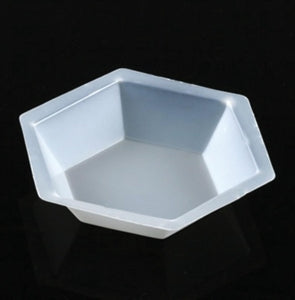 Globe Scientific Plastic Hexagonal Weighing Dishes - DISH, WEIGH, HEXAGONAL, ANTISTATIC, PS, 350ML - 3618