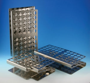 Globe Scientific Z shaped Stainless Steel Tube Racks - RACK, TUBE, 16/17MM, 25-PLACE, Z SHAPE, SS, EA - 457200