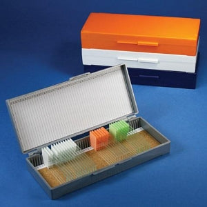 Globe Scientific Microscope Slide Storage Box - SLIDE BOX, 50 PLACE, CORK LINE, BLUE, EA - 513077B