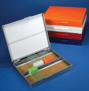 Globe Scientific Inc Slide Storage Boxes - SLIDE BOX, 100 PLACE, CORK LINE, BLUE, EA - 513079B