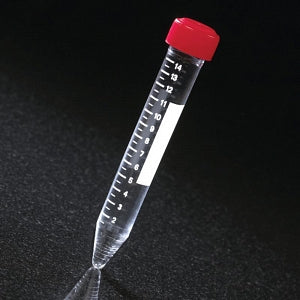 Globe Scientific 15ml Acrylic Graduated Centrifuge Tubes - 15mL Centrifuge Tube with Printed Graduations, Acrylic, Separate Red HDPE Screw Cap, Nonsterile - 6267