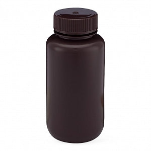 Globe Scientific Inc Diamond RealSeal Amber Wide Mouth Round HDPE Bottles - Diamond RealSeal Amber Wide Mouth Round HDPE Bottle with Polypropylene Closure, 250 mL - 7010250AM