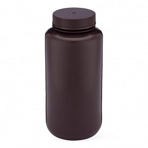 Globe Scientific Inc Diamond RealSeal Amber Wide Mouth Round HDPE Bottles - Diamond RealSeal Amber Wide Mouth Round HDPE Bottle with Polypropylene Closure, 1000 mL - 7011000AM