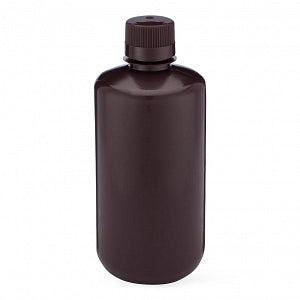 Globe Scientific Inc Diamond RealSeal Amber Narrow Mouth Boston Round HDPE Bottles - Diamond RealSeal Amber Narrow Mouth Boston Round HDPE Bottle with Polypropylene Closure, 1000 mL - 7061000AM