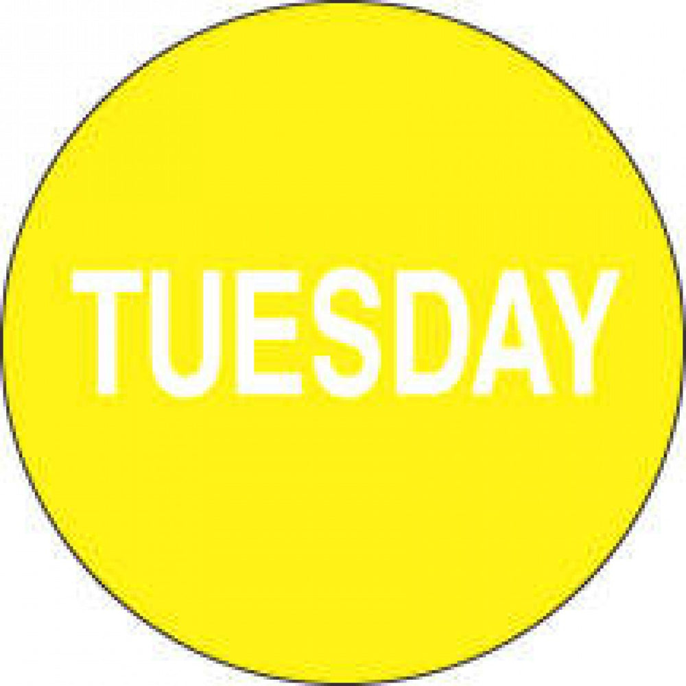 Label Paper Permanent Tuesday Yellow 1000 Per Roll