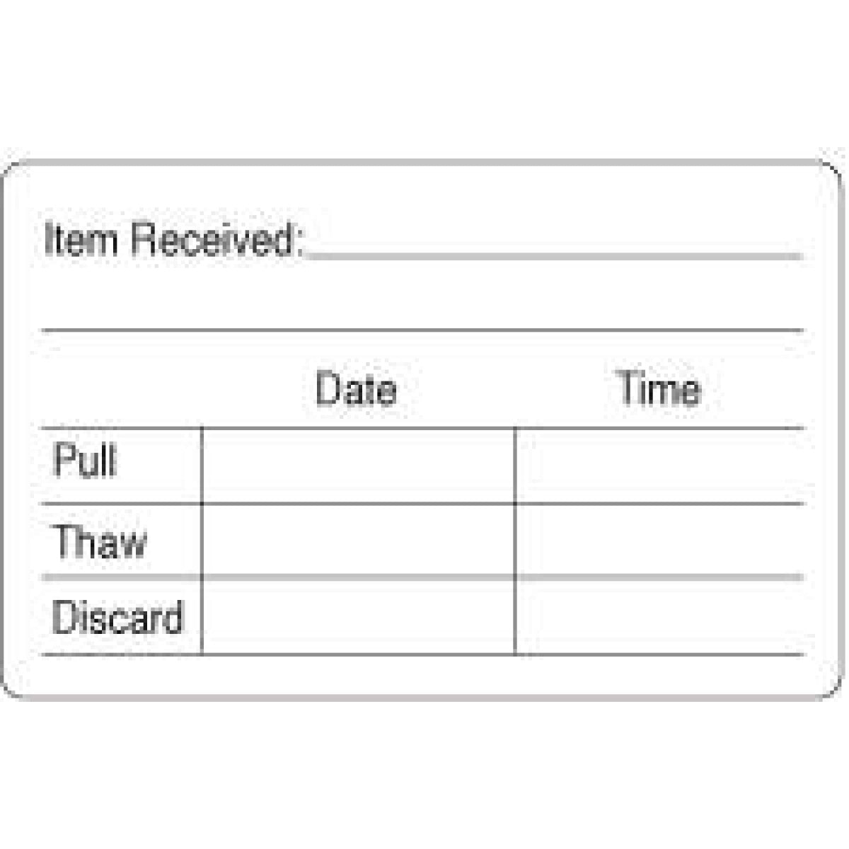 Label Paper Permanent Item Received: 2" 1/2" X 2 White 500 Per Roll ...
