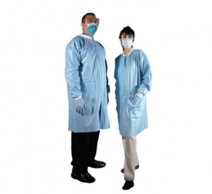 AMD-Ritmed Premium White Lab Coats - Lab Coat with Snap Closure, Blue, Size M - 8017