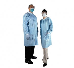 AMD-Ritmed Premium White Lab Coats - Lab Coat with Snap Closure, Blue, Size M - 8017