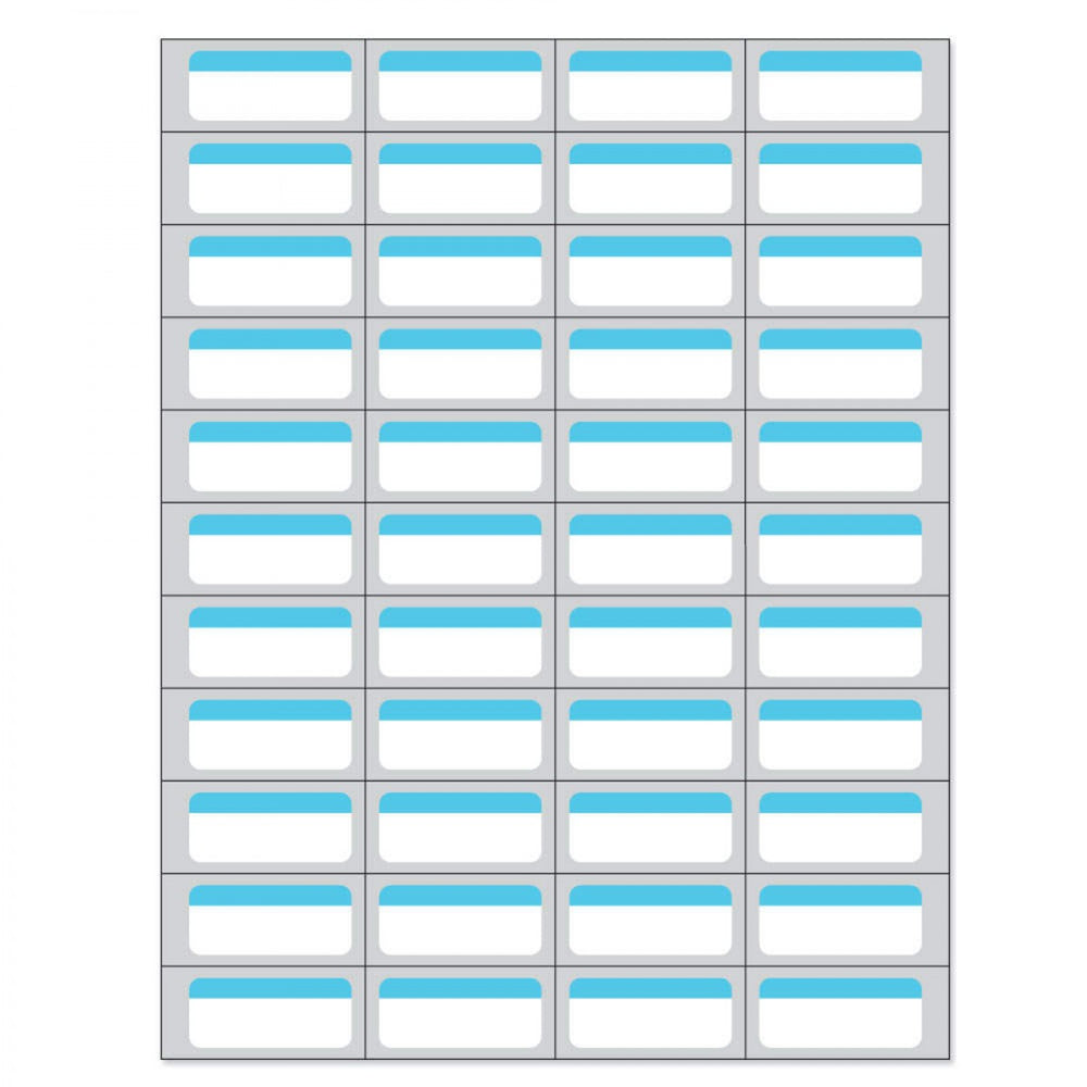 Label Laser Piggyback Paper Permanent 4 1 3/4" X 3/4" White With Blue 44 Per Sheet, 250 Sheets Per Box