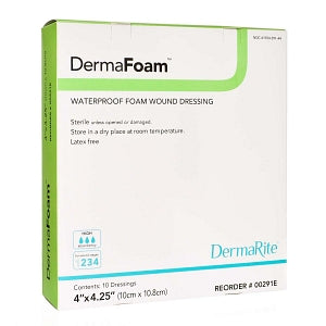 DermaRite Foam Dressings - DermaFoam 4" x 4.25" Foam Dressing - 00291E