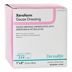 DermaRite Xeroform Occlusive Nonadherent Gauze Dressing - Xeroform-Impregnated 1" x 8" Nonadherent Gauze Dressing - 24180