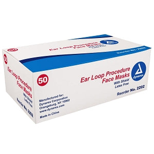 Dynarex Corporation Face Masks - Pleated Procedure Face Mask with Ear Loops and Shield - 2202