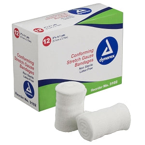 Dynarex Corporation Non-Sterile Stretch Gauze Bandages - Gauze Bandage Roll, Nonsterile, 2" - 3102