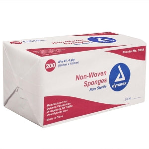 Dynarex Corporation Non-Woven Non-Sterile Gauze Sponges - Nonwoven Gauze Sponge, Nonsterile, 4-Ply, 4" x 4" - 3254