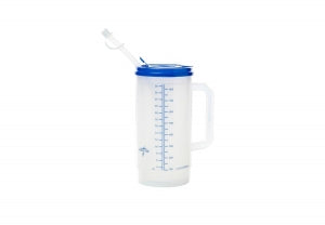 Medline Insulated Carafes - Insulated Carafe with Graduations, Clear with Blue Lid, 32 oz. - DYC80540P